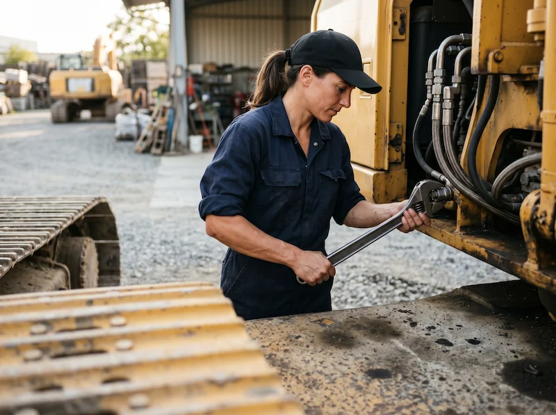 Baumaschinenmechaniker bei der Arbeit in Schweizer Autowerkstatt